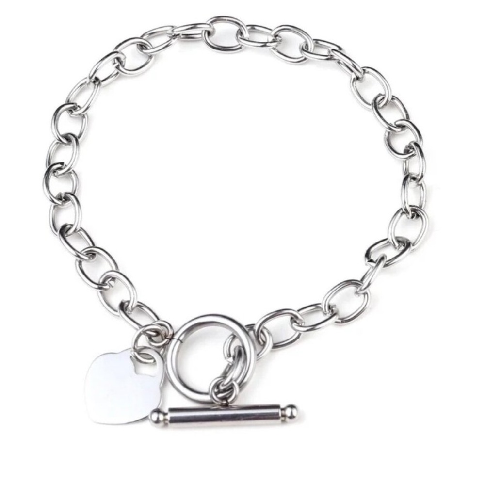 Stainless Steel Heart Link Bracelet